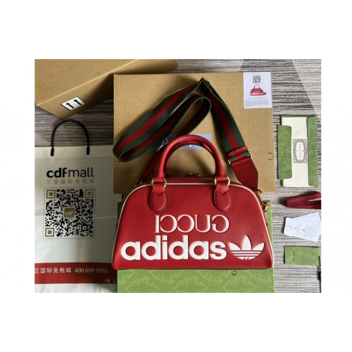 adidas x Gucci mini duffle bag in Red and White leather