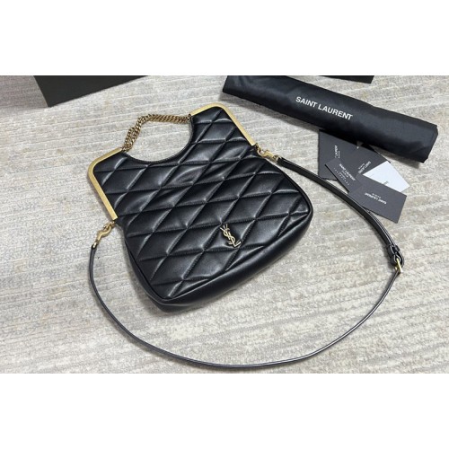 YSL Cerniera Shoulder Bag in Black Leather