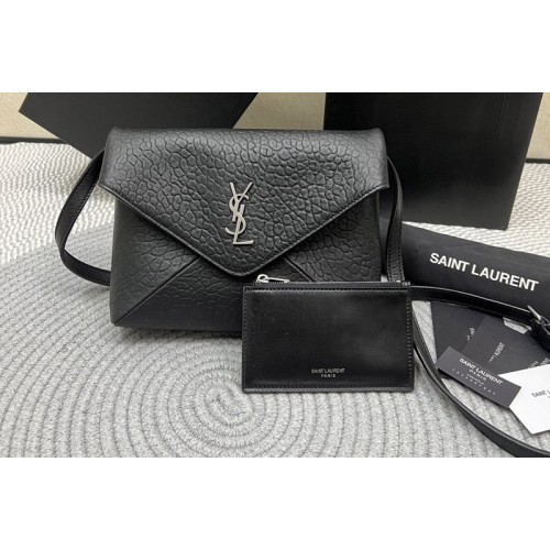 YSL CASSANDRE envelope messenger Bag in Black lambskin