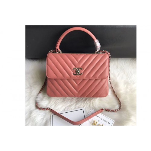 Chanel original lambskin top handle flap bags 92236V Orange Silver Chain