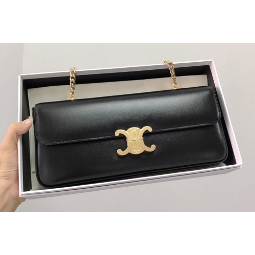 Celine CHAIN BAG TRIOMPHE IN BLACK SHINY CALFSKIN