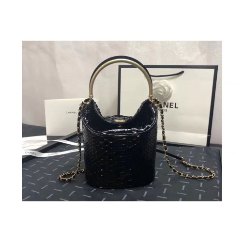 Chanel Python Leather Bucket Bag A57861 Black