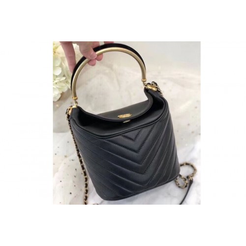 Chanel Bucket Bag Lambskin & Gold-Tone Metal A57861 Black