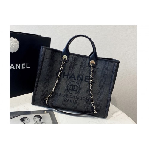 Chanel A66941 Large Shopping Bag Light Black Mixed Fibers