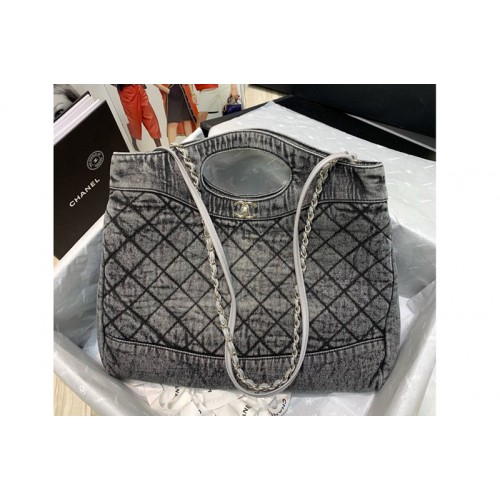 Chanel AS1408 31 large shopping bag in Grey Denim and Silver-Tone Metal Chanel AS1408 31 large shopping bag in Grey Denim and Silver-Tone Metal