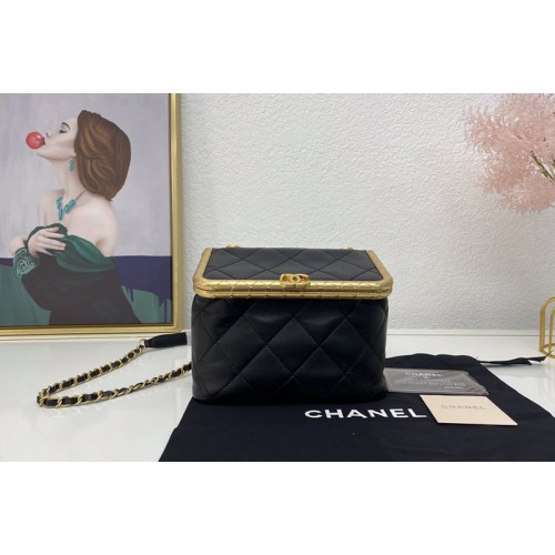 Chanel AS1886 Kiss-Lock Bag In Black Lambskin