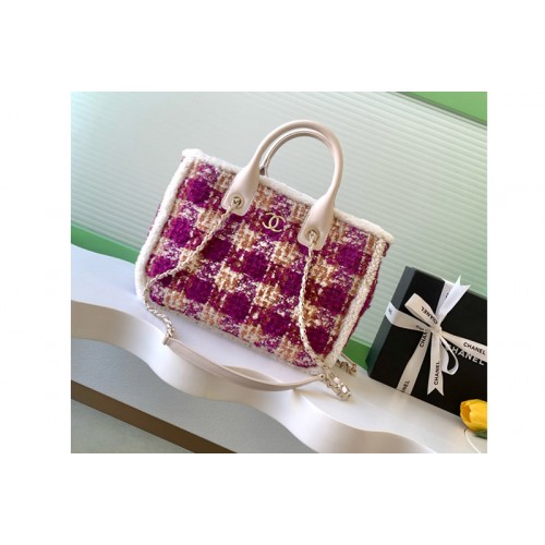Chanel AS5688 Small Shopping Bag in Fuschia/Pink Tweed
