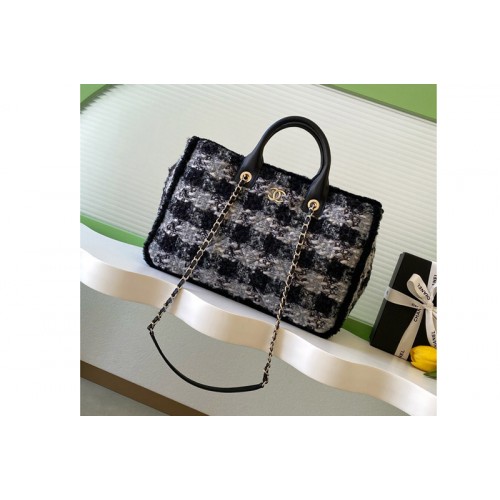 Chanel AS5689 Shopping Bag in Black & Gray Tweed