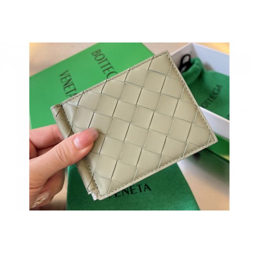 Bottega Veneta Intrecciato Bill Clip Wallet in Green Leather