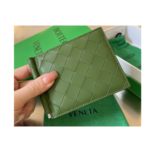 Bottega Veneta Intrecciato Bill Clip Wallet in Green Leather
