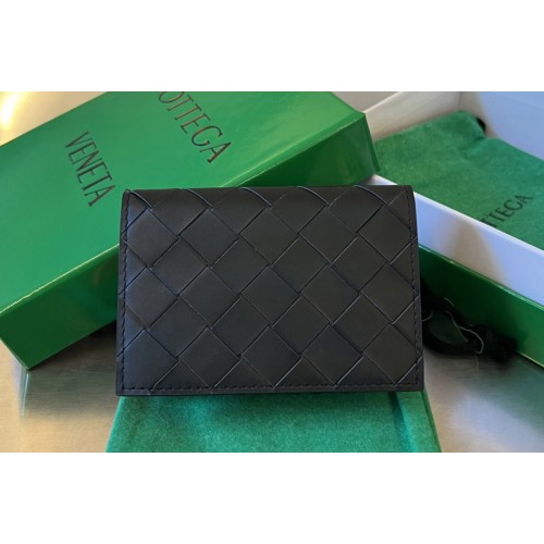 Bottega Veneta Intrecciato Business Card Case in Black Leather