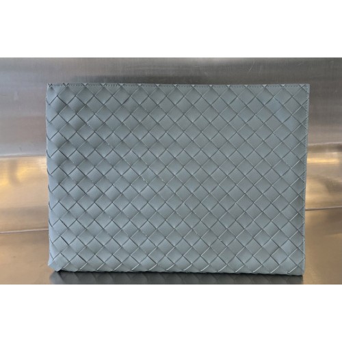 Bottega Veneta Intrecciato Half Zip Pouch in Thunder Leather