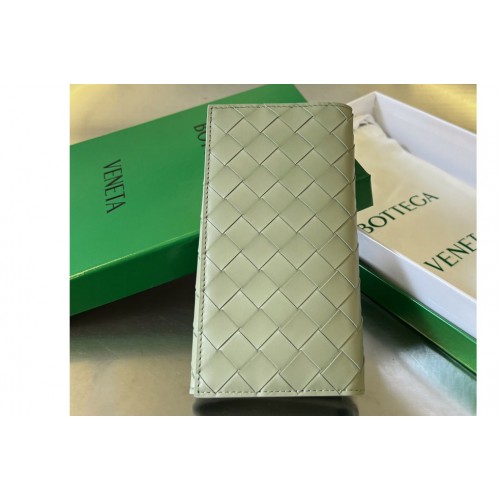 Bottega Veneta Long Intrecciato Wallet in Travertine Parakeet Leather