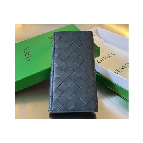 Bottega Veneta Long Intrecciato Wallet in Dark Blue Leather