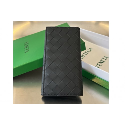 Bottega Veneta Long Intrecciato Wallet in Black Leather
