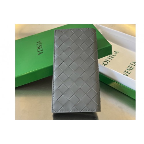 Bottega Veneta Long Intrecciato Wallet in Grey Leather