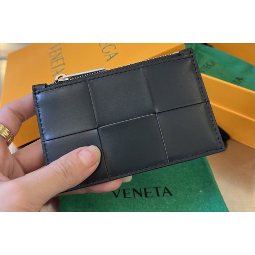 Bottega Veneta Zipped Card Case in Dark Blue Leather