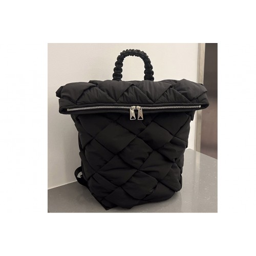 Bottega Veneta Padded intreccio nylon backpack in Black Nylon