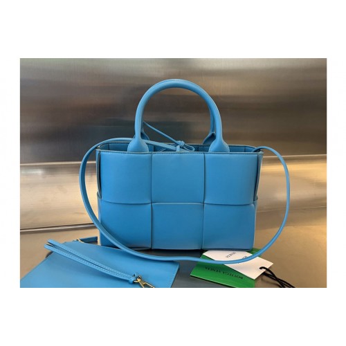 Bottega Veneta Mini Arco Tote Bag in Blue intreccio leather