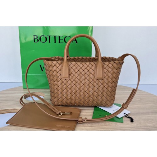 Bottega Veneta Mini Cabat tote bag in Caramel intreccio leather
