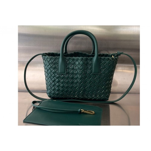 Bottega Veneta Mini Cabat Bag in Dark Green Leather