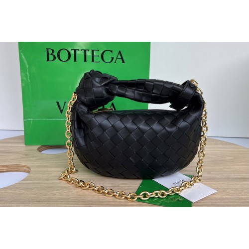 Bottega Veneta Mini Jodie top handle bag in Black intrecciato leather