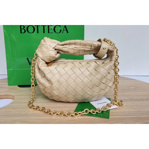 Bottega Veneta Mini Jodie top handle bag in Beige intrecciato leather