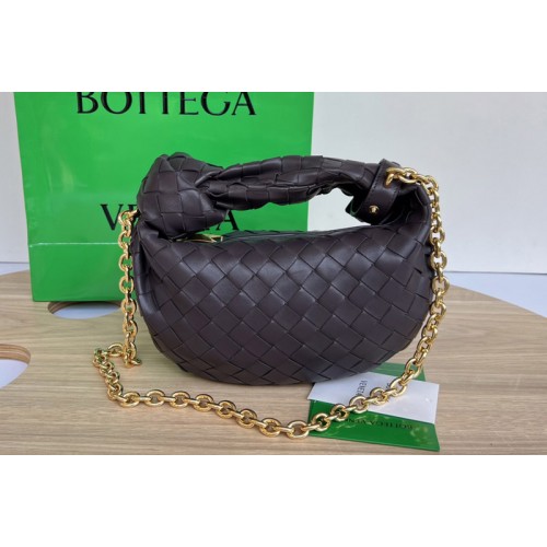 Bottega Veneta Mini Jodie top handle bag in Dark Coffee intrecciato leather