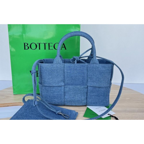 Bottega Veneta Mini Arco Tote Bag in intreccio washed denim
