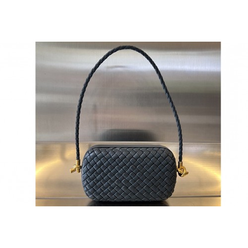 Bottega Veneta Knot On Strap Bag in Navy Blue Leather
