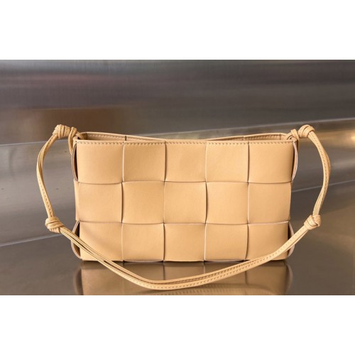 Bottega Veneta Cassette Pouch On Strap Bag In Almond Leather
