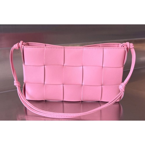 Bottega Veneta Cassette Pouch On Strap Bag In Pink Leather