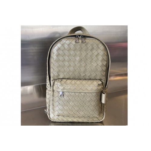 Bottega Veneta Small Intrecciato Backpack In Travertine Leather