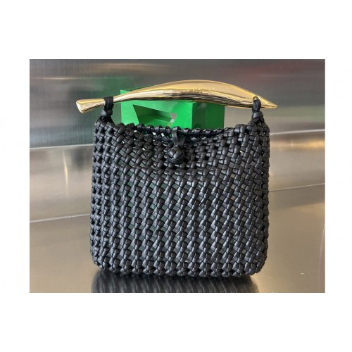 Bottega Veneta Sardine Top Handle Bag in Black Leather