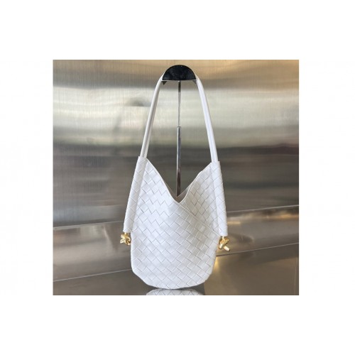 Bottega Veneta Small Solstice Shoulder Bag in White Leather