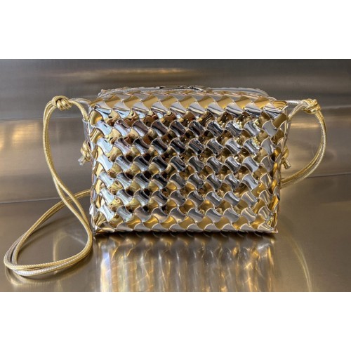 Bottega Veneta Small Loop Camera Bag in Silver gold Intrecciato Leather