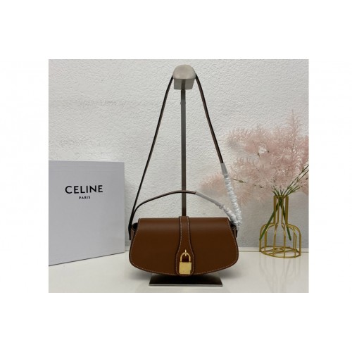 Celine 10I592 CLUTCH ON STRAP TABOU bag IN Tan CALFSKIN Leather