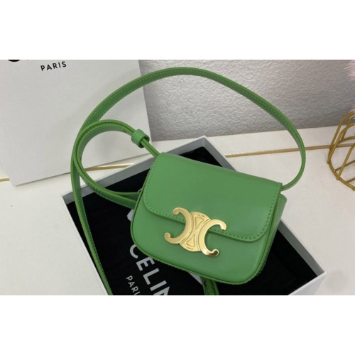 Celine 10I512 MINI TRIOMPHE bag IN Green CALFSKIN Leather