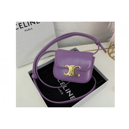 Celine 10I512 MINI TRIOMPHE bag IN Purple CALFSKIN Leather