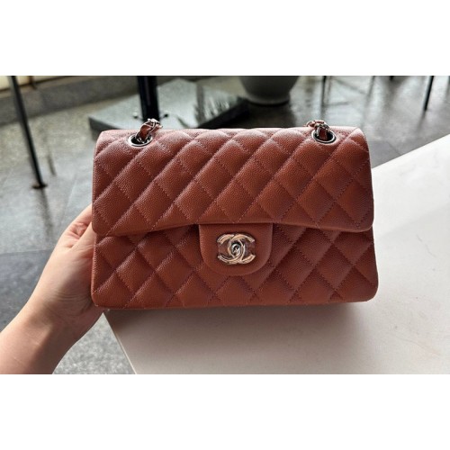 Chanel A01113 Small Classic Handbag in Bordeaux Grained Calfskin