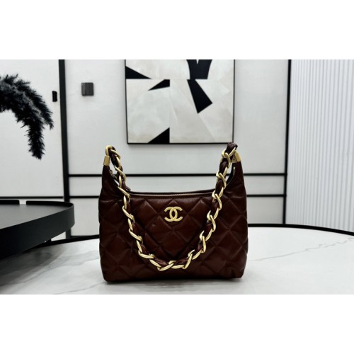 Chanel AS4912 Hobo Bag in Burgundy Shiny Lambskin
