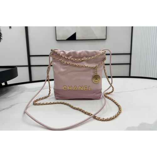 Chanel 22 Mini Flap Handbag AS3980 in Pink Patent Gradient Calfskin
