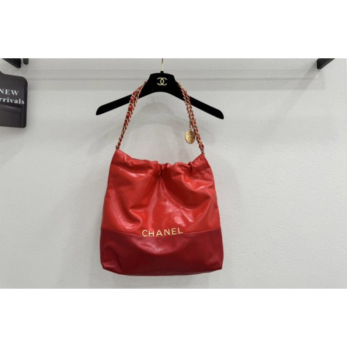 Chanel 22 Small Handbag AS3260 in Red Patent Gradient Calfskin