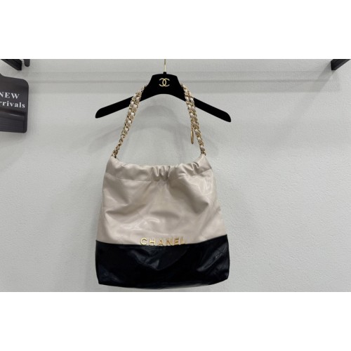 Chanel 22 Small Handbag AS3260 in Beige Patent Gradient Calfskin
