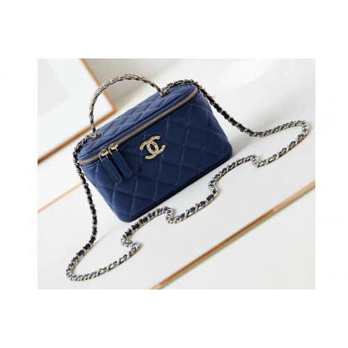 Chanel AP3768 Clutch on Chain bag in Blue Lambskin