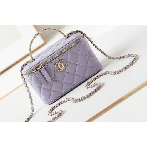 Chanel AP3768 Clutch on Chain bag in Purple Lambskin
