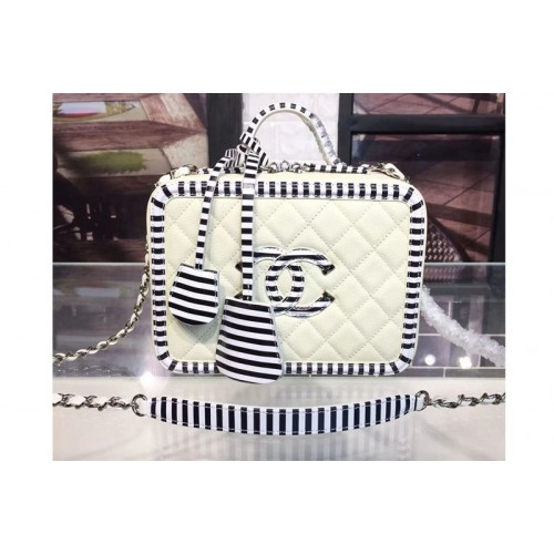 Chanel Filigree Vanity Case Small Bag Beige Grained Calfskin Beige