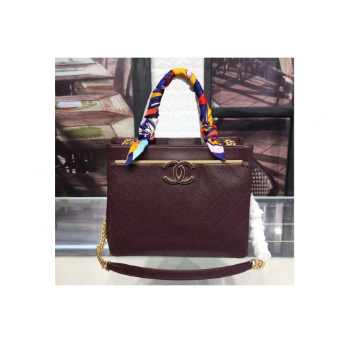 Chanel Grained Calfskin Small Shopping Bag A57563 Wine
