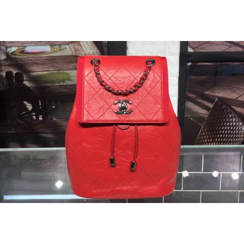 Chanel Grained Crumpled Calfskin Backpack Bag A57083 Red