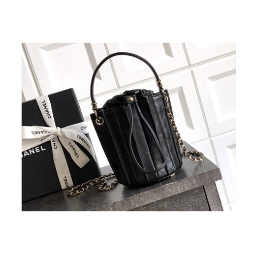 Chanel AS5486 Mini Bucket Bag in Black Leather